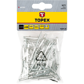 Rivets en aluminium 3.2 mm x 8 mm, 50 pièces Topex 43E301
