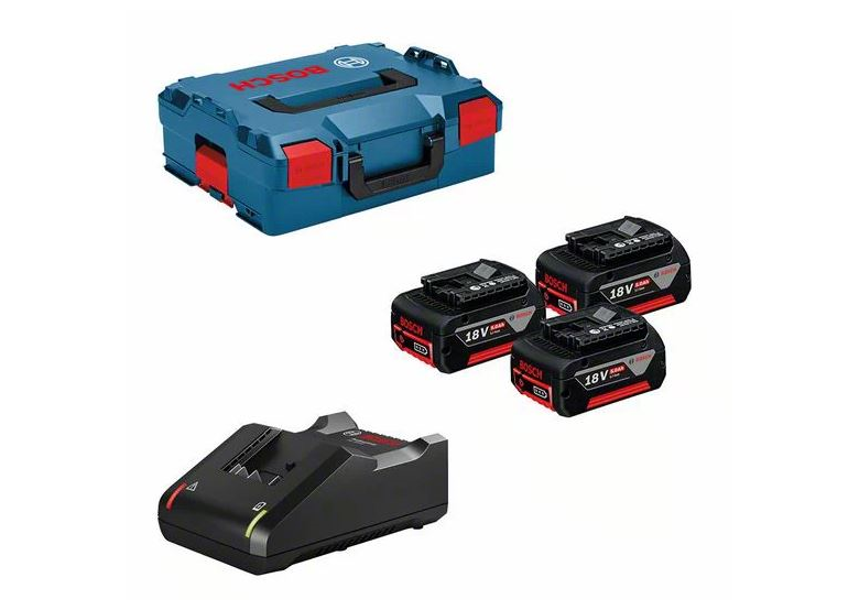 3 batteries GBA 5,0Ah, chargeur GAL18V-40 et valise L-BOXX 136 Bosch 0615990L3T