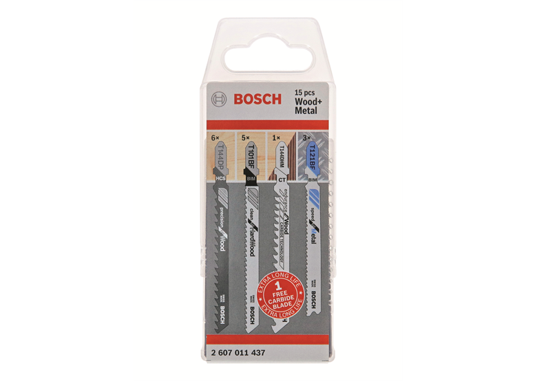 Jeu de lames de scie pour bois et métal 15 pcs. Bosch 2607011437