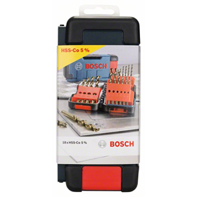 Coffret de 18 forets à métaux laminés HSS-Co Toughbox, DIN 338, 135° Bosch 2607017047