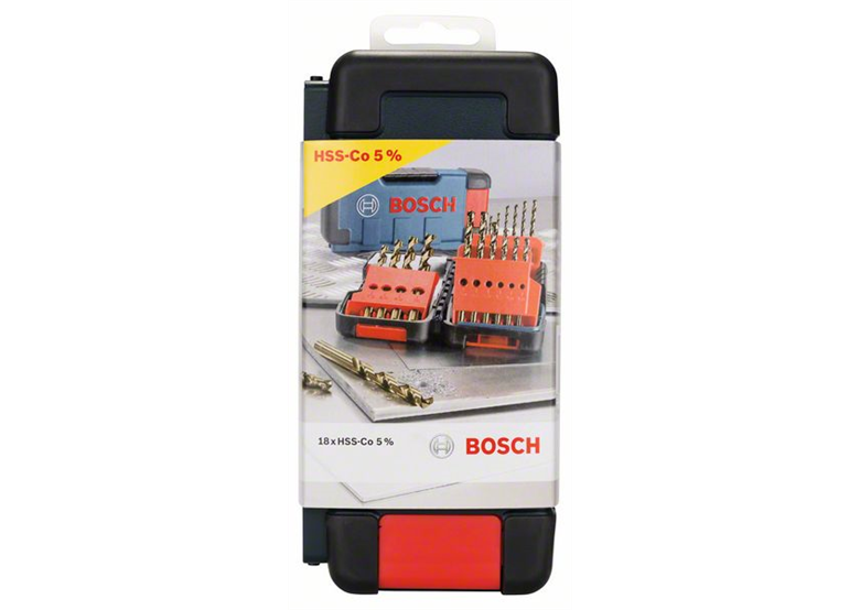 Coffret de 18 forets à métaux laminés HSS-Co Toughbox, DIN 338, 135° Bosch 2607017047