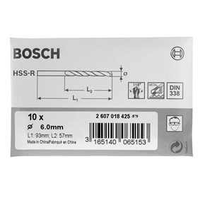 Forets à métaux laminés HSS-R, DIN 338 Bosch 2607018400