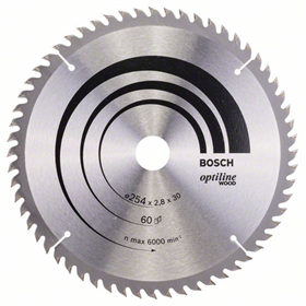 Lame de scie circulaire Optiline Wood 254x30mm T60 Bosch 2608640444