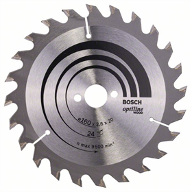 Lame de scie circulaire Optiline Wood 160x20/16mm T24 Bosch 2608640596