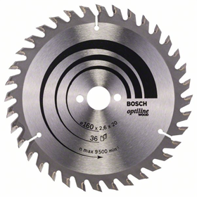 Lame de scie circulaire Optiline Wood 160x20/16mm T36 Bosch 2608640597