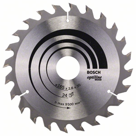 Lame de scie circulaire Optiline Wood 165x30mm T24 Bosch 2608640602
