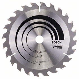 Lame de scie circulaire Optiline Wood 190x20/16mm T24 Bosch 2608640612