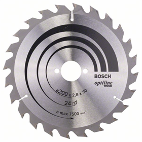 Lame de scie circulaire Optiline Wood 200x30mm T24 Bosch 2608640618
