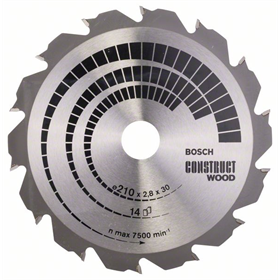 Lame de scie circulaire Construct Wood 210x30mm T14 Bosch 2608640634