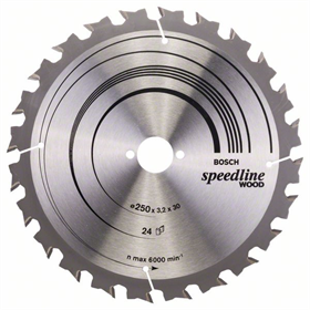 Lame de scie circulaire Speedline Wood 250x30mm T24 Bosch 2608640680