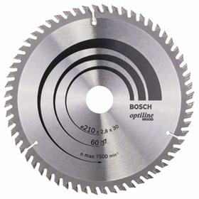 Lame de scie circulaire Optiline Wood 210x30mm T60 Bosch 2608641190