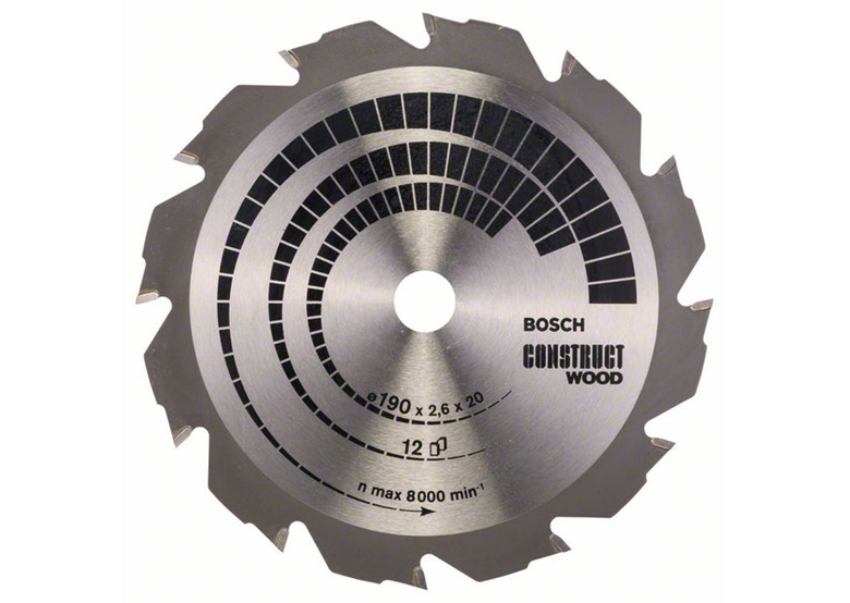 Lame de scie circulaire Construct Wood 190x20/16mm T12 Bosch 2608641201