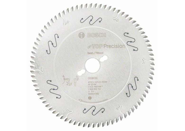 Lame de scie circulaire Top Precision Best for Wood 250x30mm T80 Bosch 2608642113