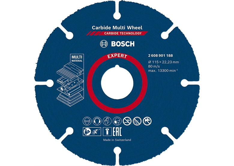 Disque à tronçonner universelle 115x22.23mm Expert Carbide Multi Wheel Bosch 2608901188