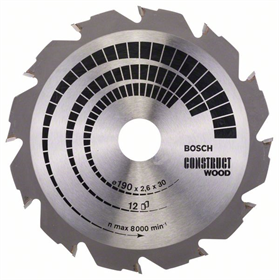 Lame de scie circulaire Construct Wood 190x30mm T12 Bosch Construct Wood