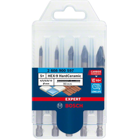 Jeu de forets 4/5/6/8/10mm, 5pcs. Bosch EXPERT HEX-9 HardCeramic