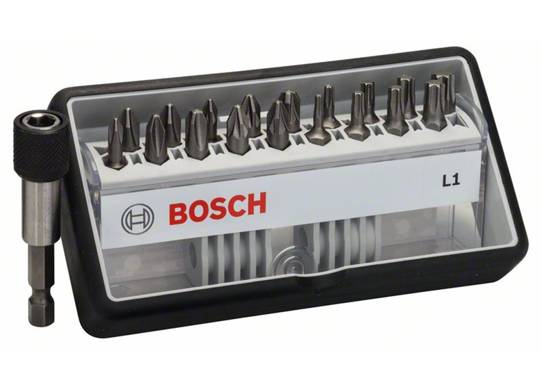 Embouts de vissage courts qualité extra-dure Robust Line, set de 18 pièces + 1 (L) Bosch Robust Line L Extra Hart