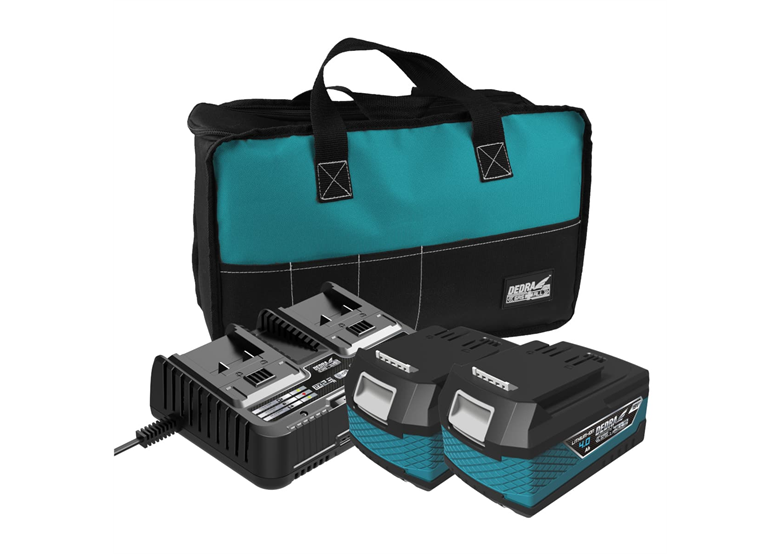 Kit 18V: batterie 2x 4,0Ah DED7034 + chargeur DED7038 Dedra DED7030G04