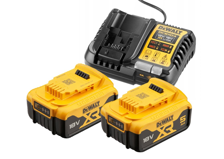 Chargeur et 2 batteries 18V 5.0Ah DeWalt DCB1104P2