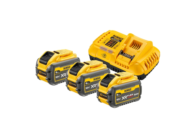 Batterie 18V/54V 9.0/3.0Ah (3 pièces) + chargeur DeWalt DCB118X3