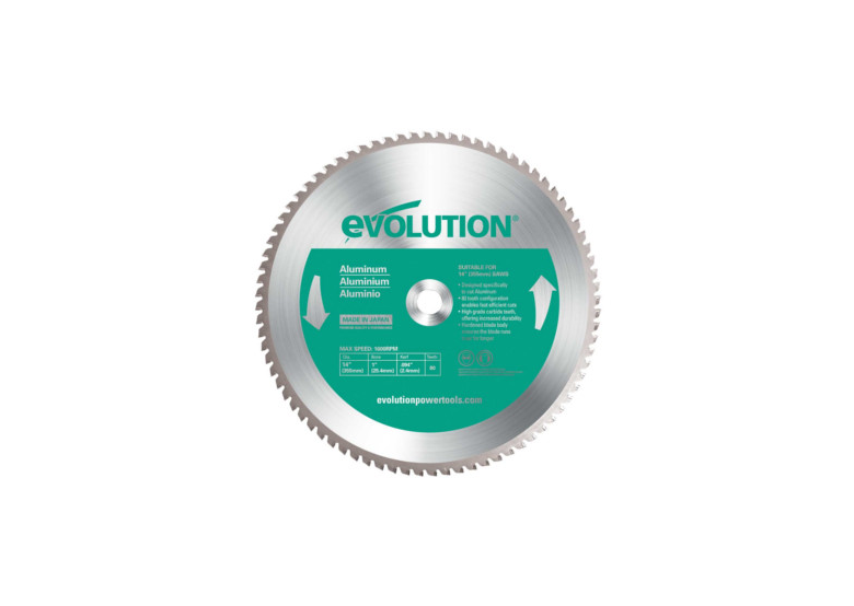 Lame spécifique pour l'aluminium TCT 355/80dents Evolution EVO-355-80-A