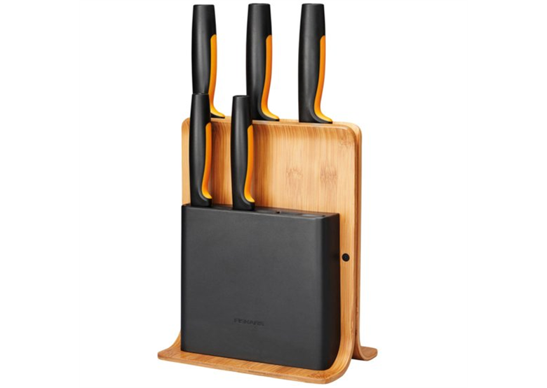 Jeu de 5 couteaux avec support bloc en bambou Fiskars 1057552