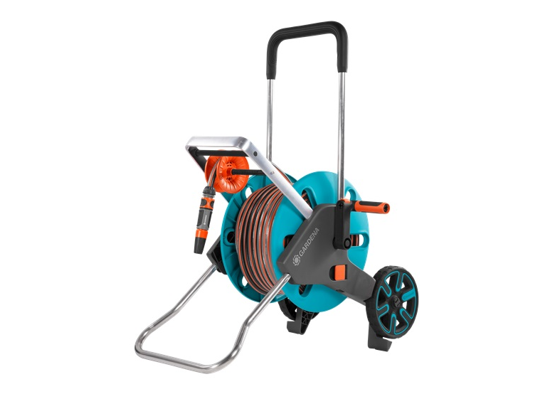 Chariot enrouleur avec tuyau d'arrosage 1/2" et pistolet d'arrosage Gardena AquaRoll M Easy