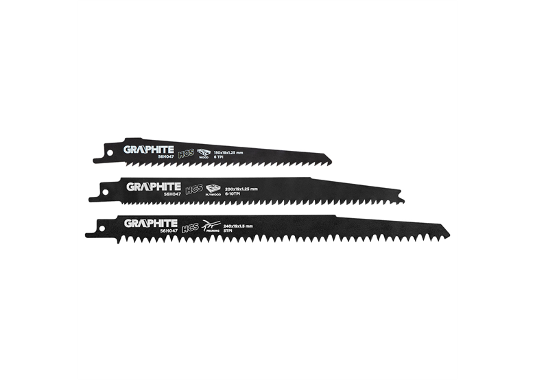 Lames de scie sabre, 3 pcs. Graphite 56H047