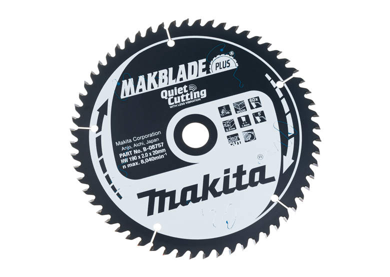Disque à bois diamètre – coupe précise 190x20mm T60 Makita B-08757