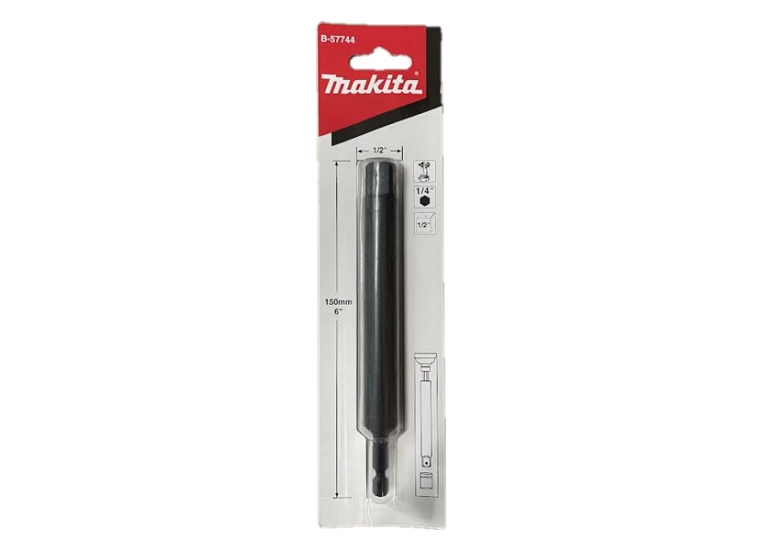 Adaptateur à impact hexagonal 14 pouces vers carré 1/2 pouce, 150 mm Makita B-57744