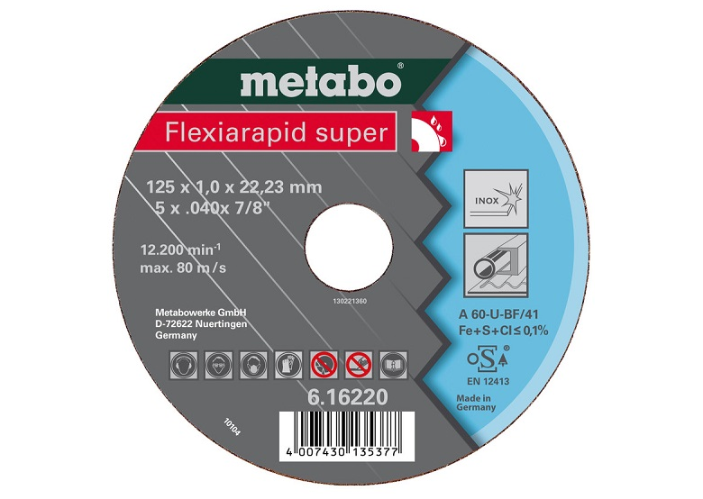 Lame de scie Flexiarapid super-A 46 U-150 1,6 × × 22,2mm acier inoxydable. Metabo 616224000