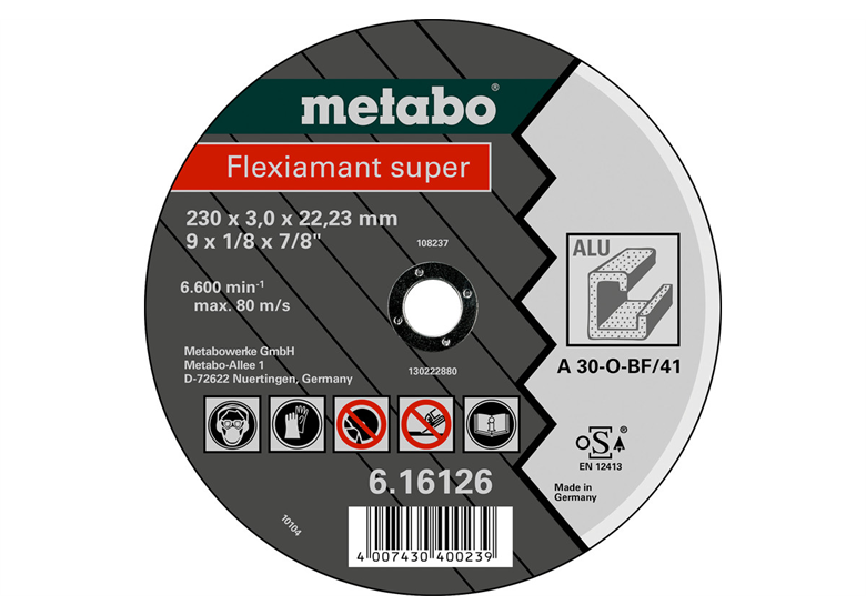 Disque de coupe Flexiamant grand  à aluminium (convexe) Metabo 616751000