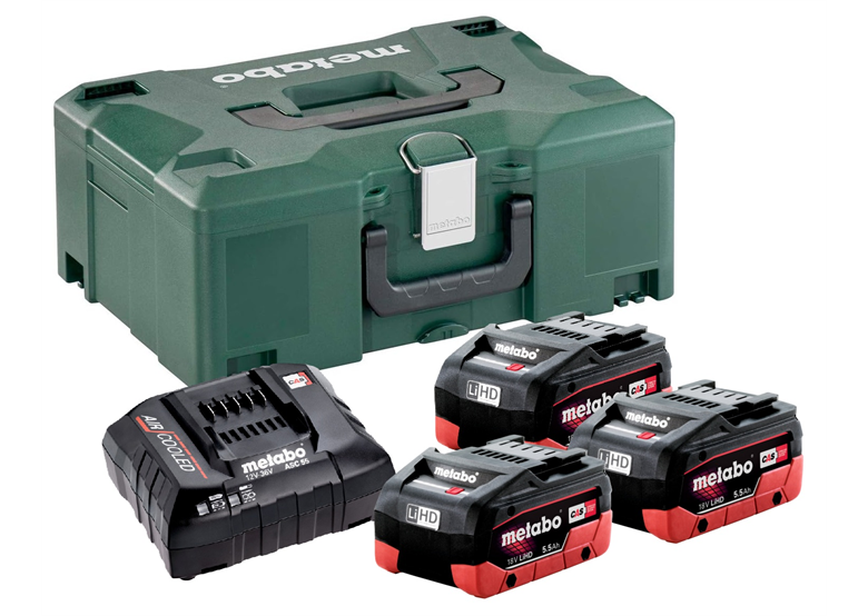 Kit de 3 batteries 18V LiHD 5.5Ah et chargeur ASC 30-36V en MetaLoc Metabo 685069000