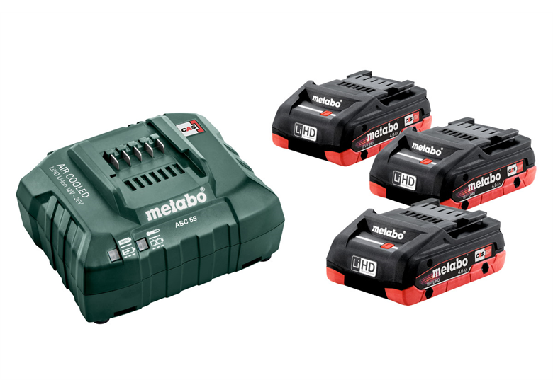 Kit de 3 batteries 18V LiHD 4.0Ah avec chargeur ASC 30-36V Metabo 685132000
