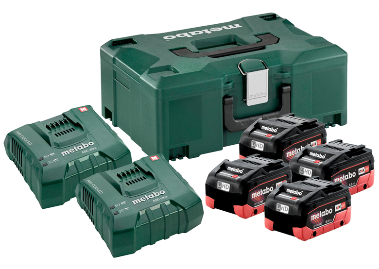 Kit de 4 batteries 18V LiHD 8.0Ah et chargeurs ASC Ultra en MetaLoc Metabo 685135000