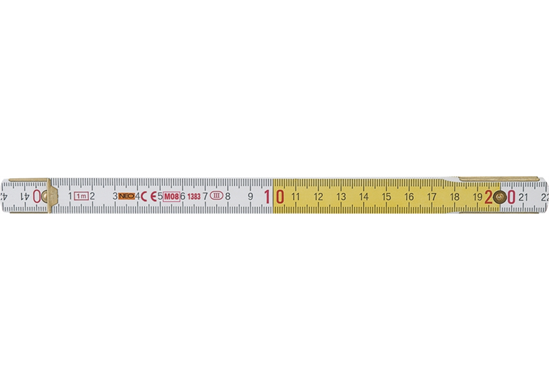 Mètre en bois pliable 2m, blanc-jaune Neo 74-020