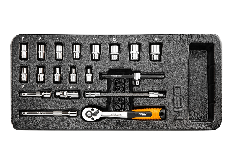 Insert de servante avec cliquet et douilles 1/4" Neo 84-237