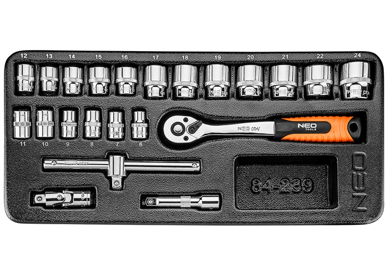 Insert de servante avec cliquet et douilles 3/8" Neo 84-239