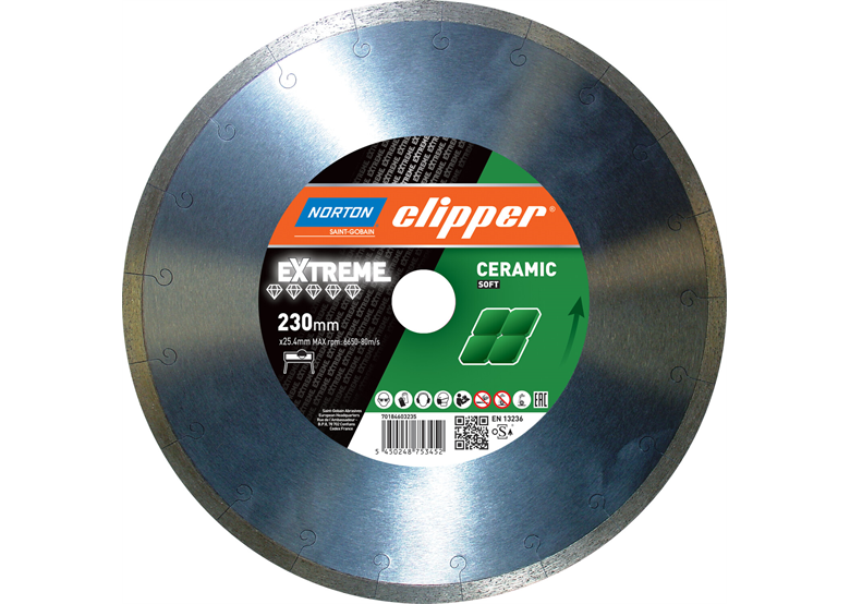 Disque diamanté 230x25,4mm Norton Extreme Ceramic Soft H9