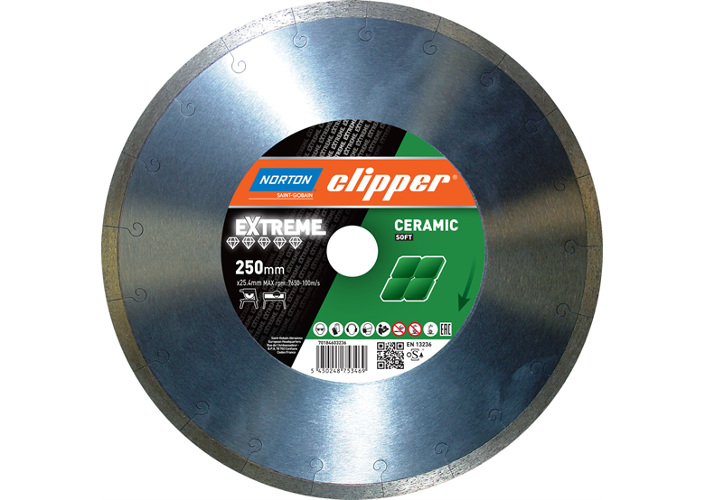 Disque diamant 250 x 25,4 mm Norton Extreme Ceramic Soft H9