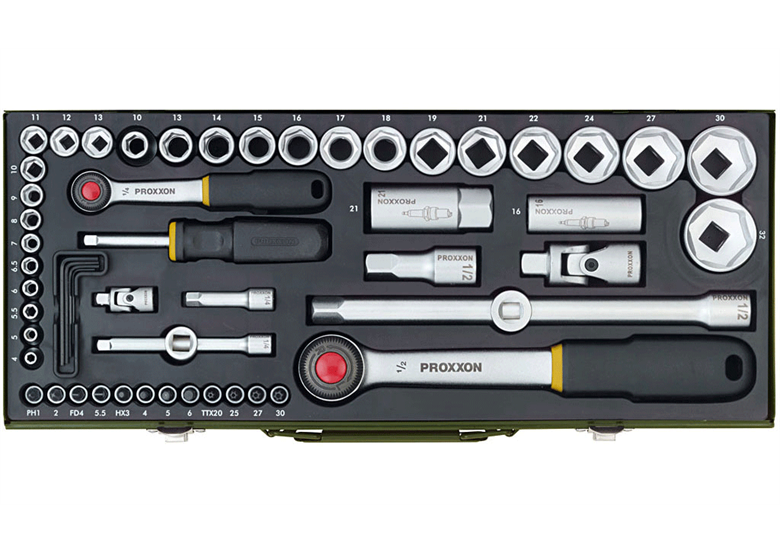 Clés à douille 1/2", 1/4", jeu de 55 pièces Proxxon PR23040
