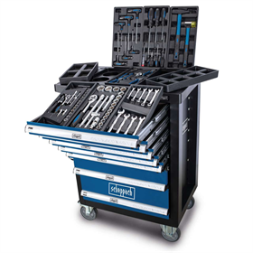 Chariot à outils avec équipement, 71 pièces. Scheppach TW1100