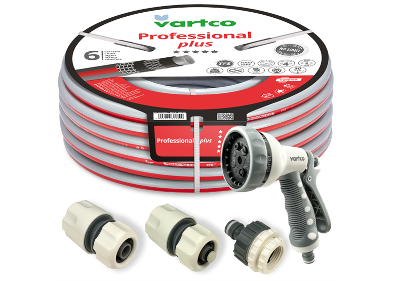 Kit tuyau d'arrosage 1/2" 20m 6 couches Vartco PROFESSIONAL PLUS TFS SET 1005120020S