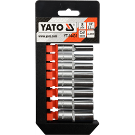 Kit de longues douilles 1/4", 8-pièces Yato YT-14431