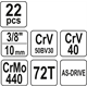 Ensemble d'outils 3/8'', 22 pièces Yato YT-38561