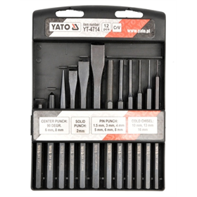 Burins, percuteurs, pointeaux crv 12 pièces Yato YT-4714