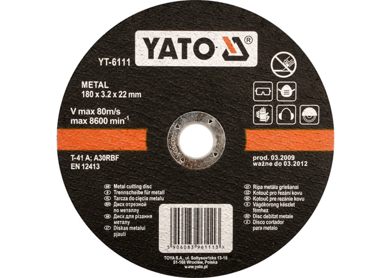 Disque coupe de métal 115 x 2,5 x 22 mm Yato YT-5921