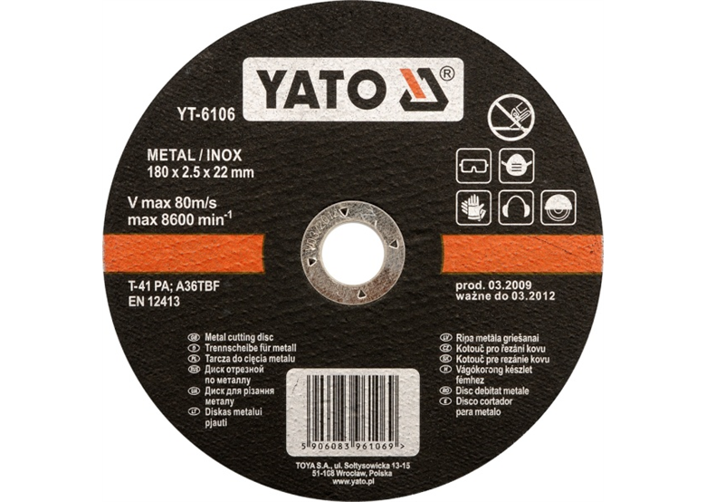Disque à couper l'acier inoxydable Yato YT-6103